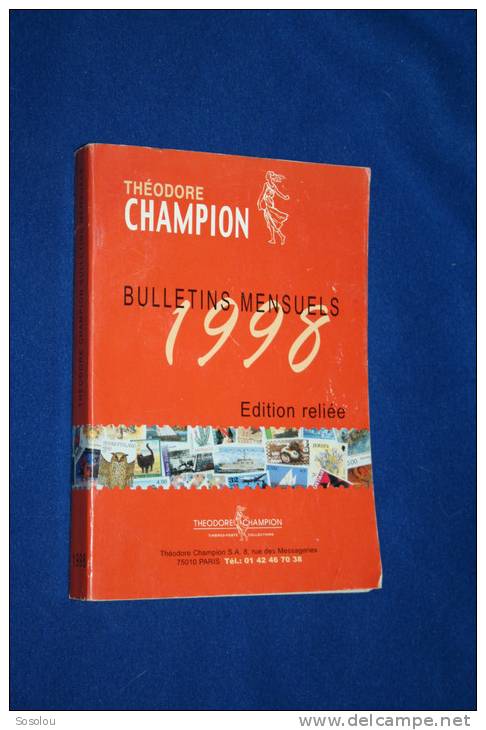 Catalogue Theodore Champion. Bulletins Mensuels 1998 - Sonstige & Ohne Zuordnung