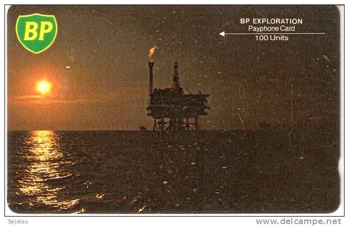 TARJETA DE REINO UNIDO DE BP 100 UNITS (1BPEA) SUNSET-PUESTA DE SOL (2 PHOTOS) - Plateformes Pétrolières