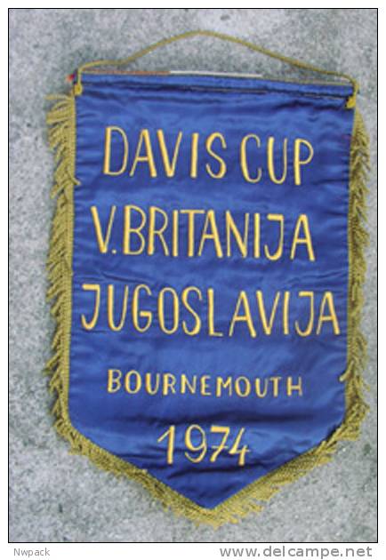 Tennis  - DAVIS CUP 1974.  Great Britain - Yugoslavia -  Bournemounth -  Captain Flag / Pennant - Sonstige & Ohne Zuordnung