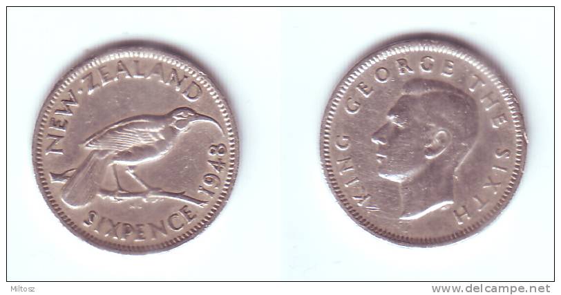 New Zealand 6 Pence 1948 - Nouvelle-Zélande