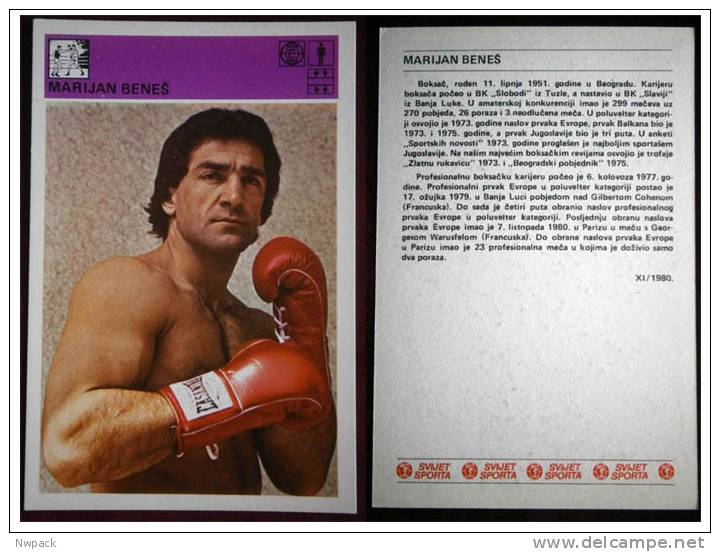 BOX - Trading Card From Ex Yugoslavia - "SVIJET SPORTA" - Marijan Benes XI / 1980g. - Trading Cards