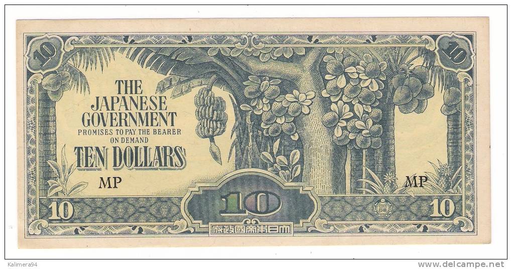 BILLET DE BANQUE DE MALAISIE ( Troupes D'occupation Japonaises : THE JAPANESE GOVERNEMENT ) /  TEN DOLLARS , 10 $ MP - Japon