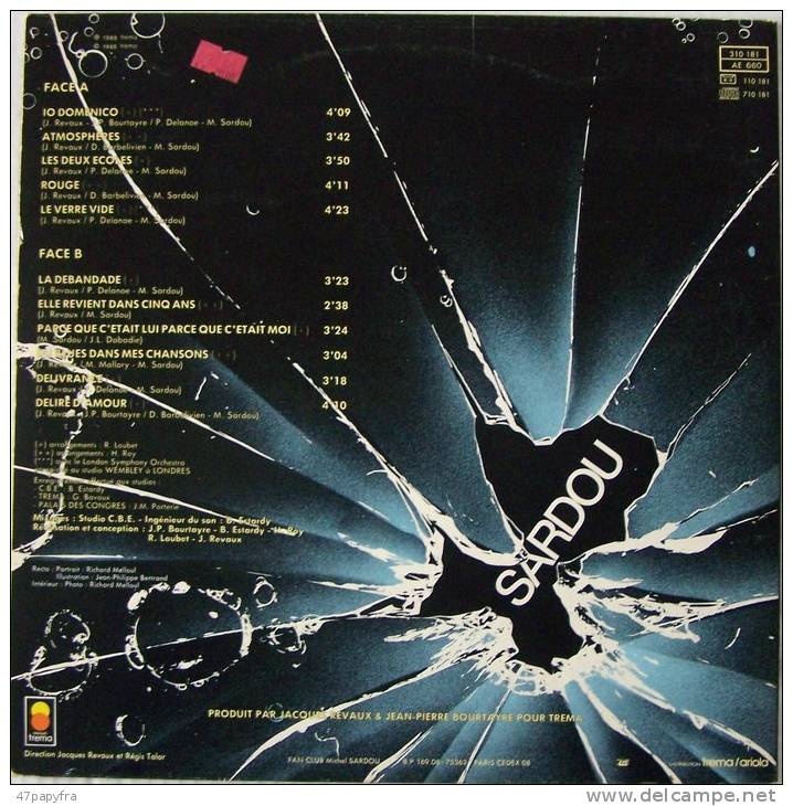 Michel SARDOU LP La Débandade  EX / EX  Parfait état - Disco, Pop