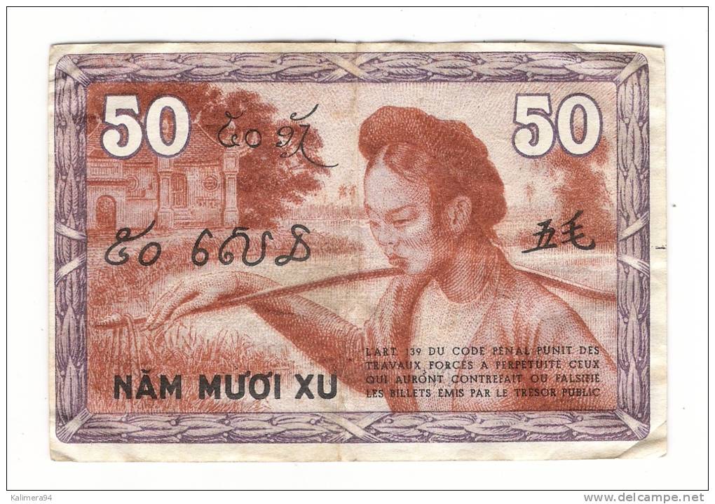 BILLET DE BANQUE Du GOUVERNEMENT GENERAL DE L´ INDOCHINE  /  50 CENTS - Indochina