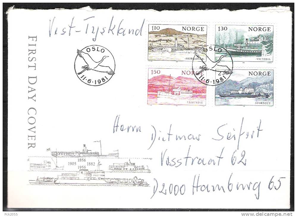 Norwegen 1981 FDC Mi-Nr.841-844 Binnenschiffahrt Gelaufen ( D 1511 ) - FDC