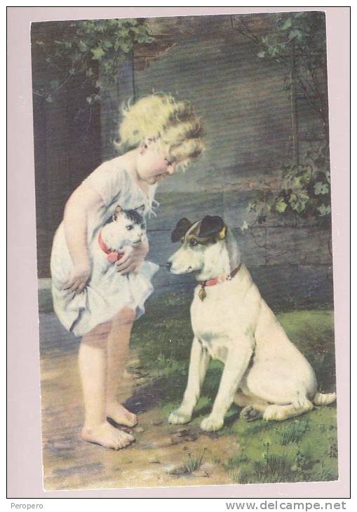 AK KINDER HUNDE KATZEN    OLD POSTCARD - Autres & Non Classés