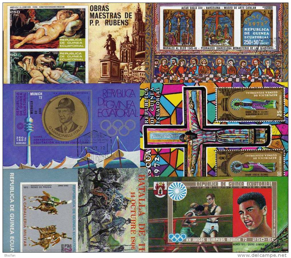 Set Äqatorial Guinea 10Block **/o 42€ Eastern Kunst Sport Raumfahrt Reiten Venus Gemälde Olympic Bf Bloc Sheet Of Africa - Lots & Kiloware (mixtures) - Max. 999 Stamps