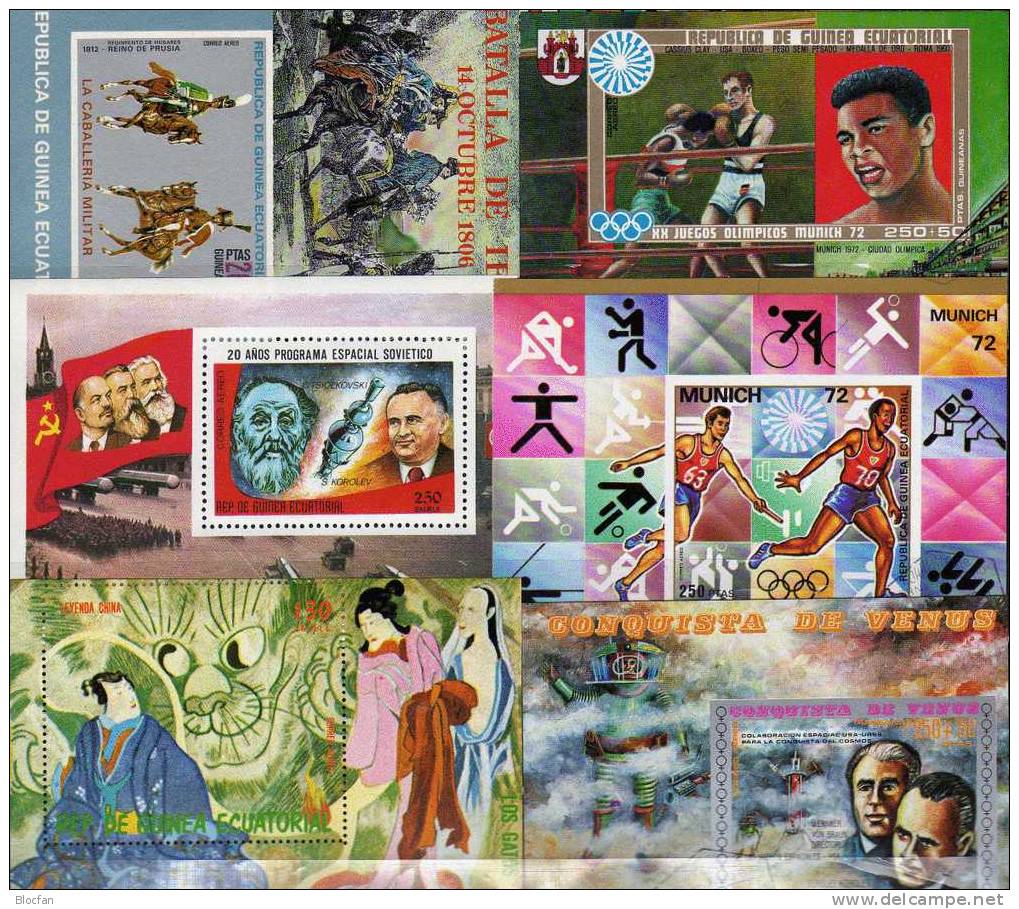 Set Äqatorial Guinea 10Block **/o 42€ Eastern Kunst Sport Raumfahrt Reiten Venus Gemälde Olympic Bf Bloc Sheet Of Africa - Lots & Kiloware (mixtures) - Max. 999 Stamps