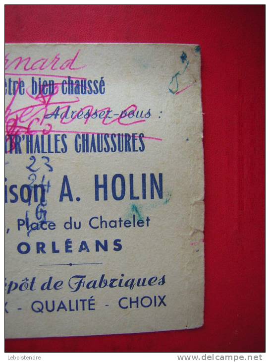 BUVARD POUR ETRE BIEN CHAUSSE CENTR' HALLES CHAUSSURES MAISON A HOLIN 36 PLACE DU CHATELET ORLEANS - Textilos & Vestidos