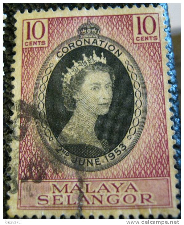 Malaysia 1953 Selangor Coronation Queen Elizabeth II 10c - Used - Selangor
