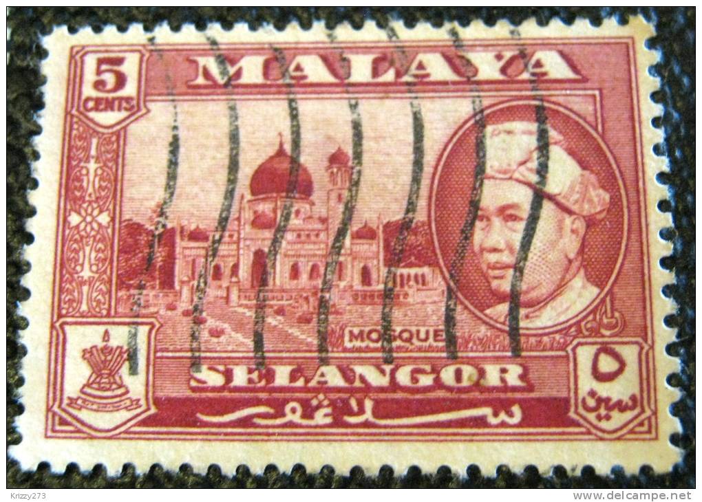 Malaysia 1961 Selangor Mosque And Sultan Salahuddin Abdul Aziz Shah 5c - Used - Selangor
