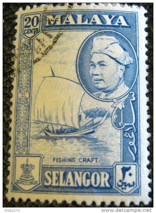 Malaysia 1957 Fishing Craft Sultan Hisamud-din Alam Shah 20c - Used - Selangor