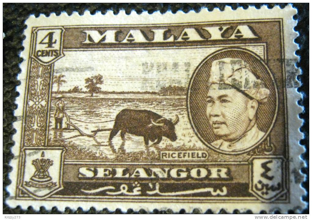 Malaysia 1957 Selangor Ricefield Sultan Hisamud-din Alam Shah 4c - Used - Selangor
