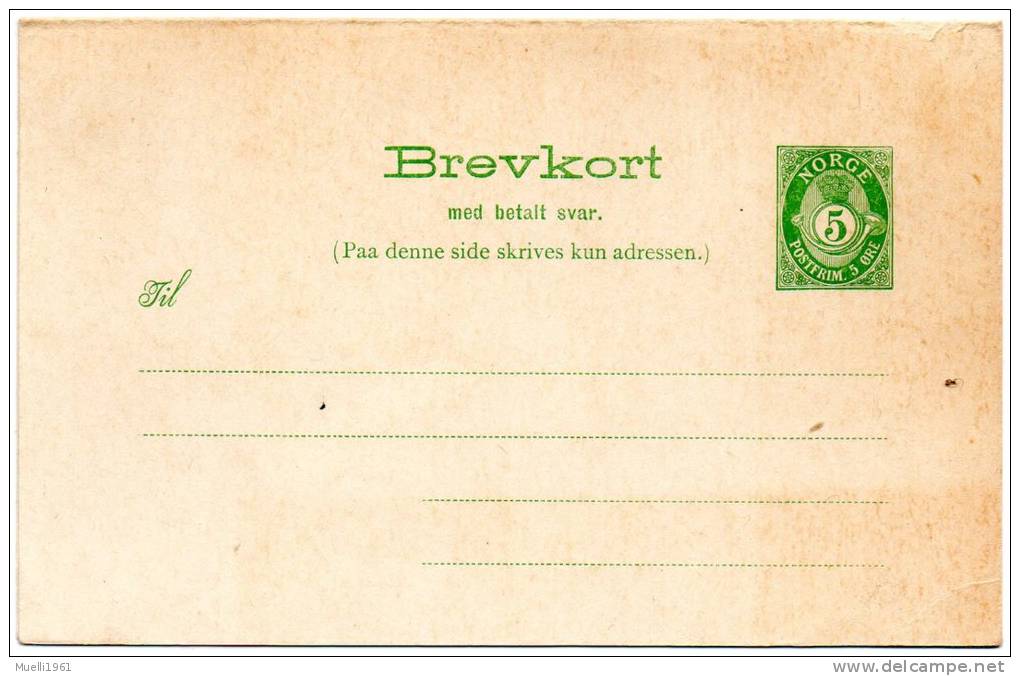 Ganzsache Norwegen, Doppelkarte - Postal Stationery