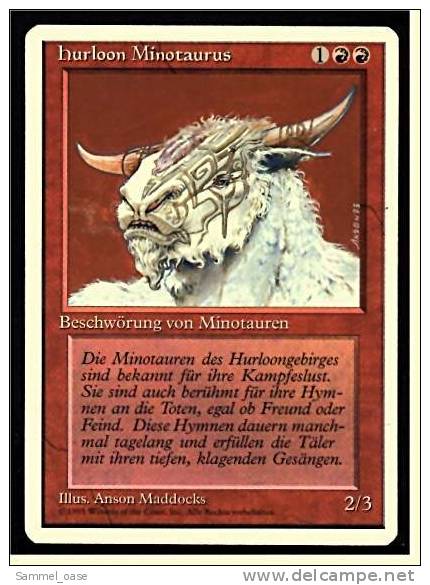 Karte Magic The Gathering  -  Beschwörung Von Minotauren  -  Hurloon Minotaurus  -  Deutsch - Autres & Non Classés