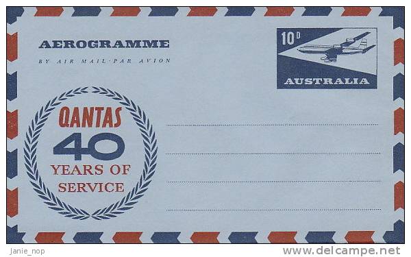 Australia 1960 A 13 40th Anniversary Qantas 10d Aerogramme - Aérogrammes