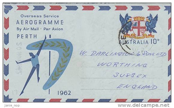 Australia 1962 A17 10d Empire Games Used Aerogramme - Aérogrammes