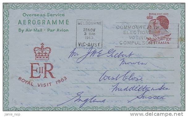 Australia 1963 A19 Royal Visit Used Aerogramme - Aérogrammes