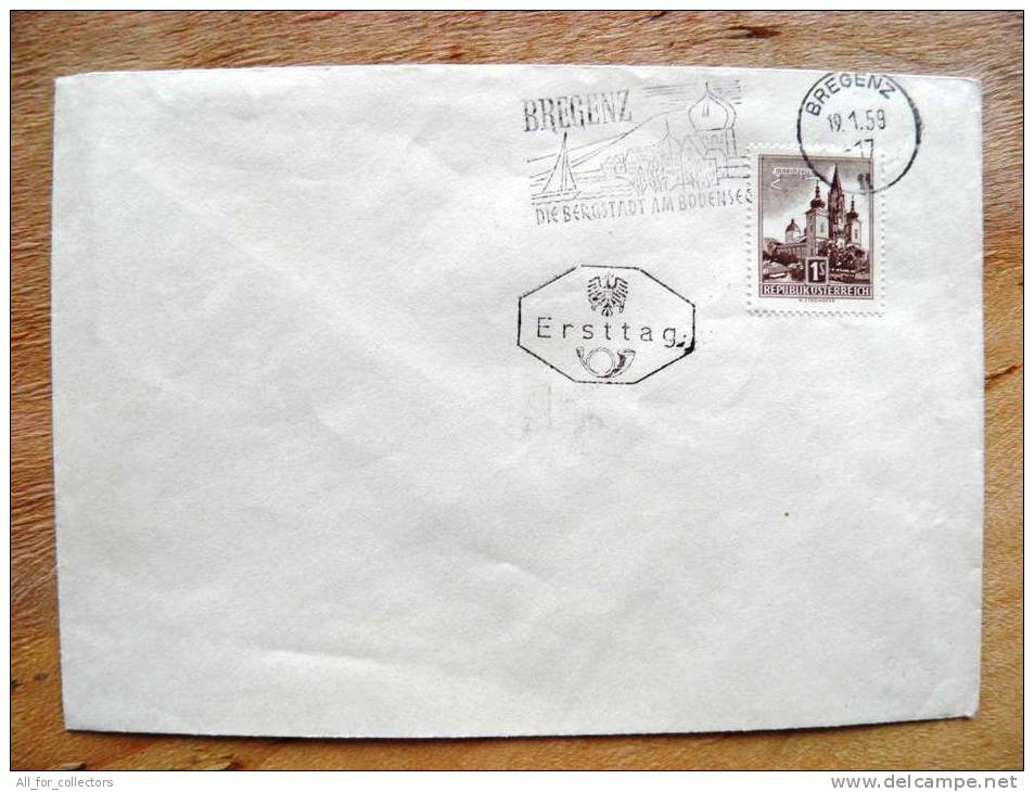 FDC Ersttag Cover From Austria Osterreich, Bregenz 1959 - FDC