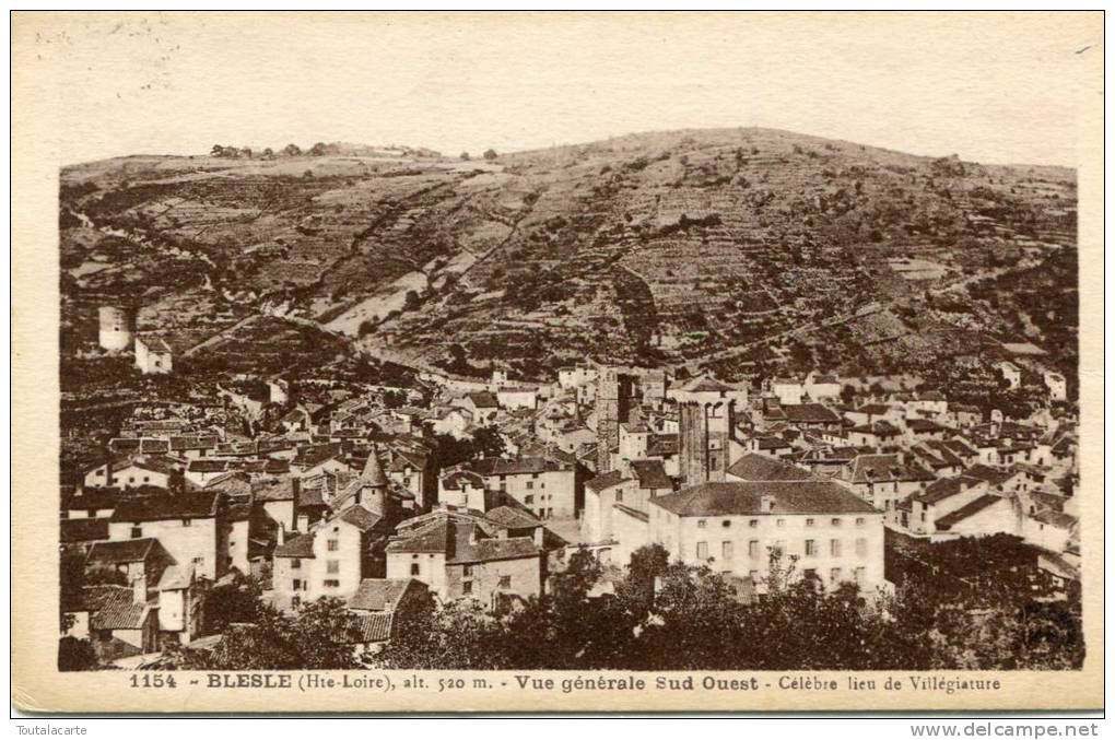 CPA 43 BLESLE VUE GENERALE SUD OUEST 1933 - Blesle