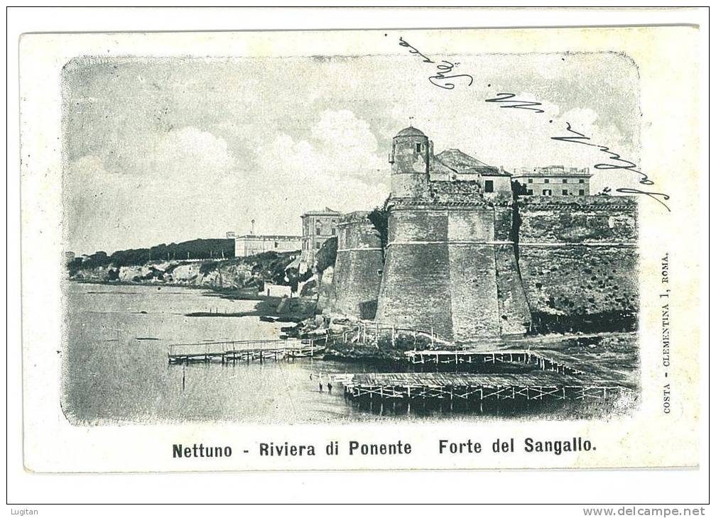 CARTOLINA - NETTUNO - RIVIERA DI PONENTE - FORTE DEL SANGALLO  - VIAGGIATA NEL 1908 - Panoramische Zichten, Meerdere Zichten