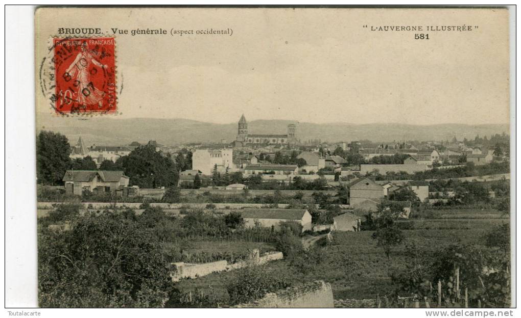 CPA 43 BRIOUDE VUE GÉNÉRALE ASPECT OCCIDENTAL 1907 - Brioude