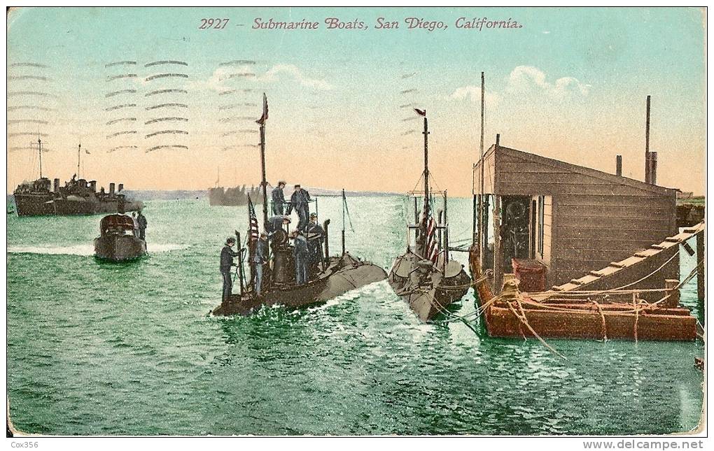 CPA  CALIFORNIA SAN DIEGO Submarine Boats , Sous Marin Bateau De Guerre Animées - San Diego