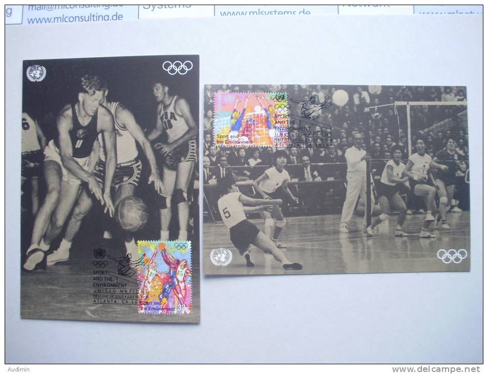 UNO-New York 716/7 Maximumkarte MK/MC No. 41/2, ESST Atlanta, 100 J. Olympische Spiele Der Neuzeit - Maximum Cards