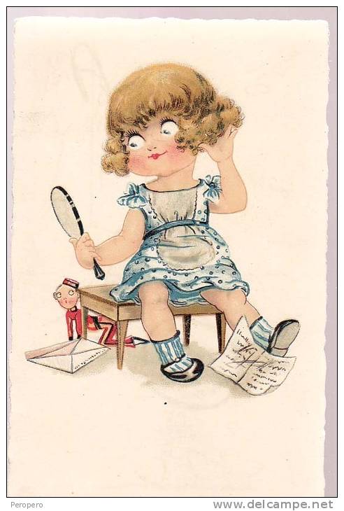 AK KINDER No.321.  Spiegel PUPPE Als Briefträger OLD POSTCARD - Autres & Non Classés