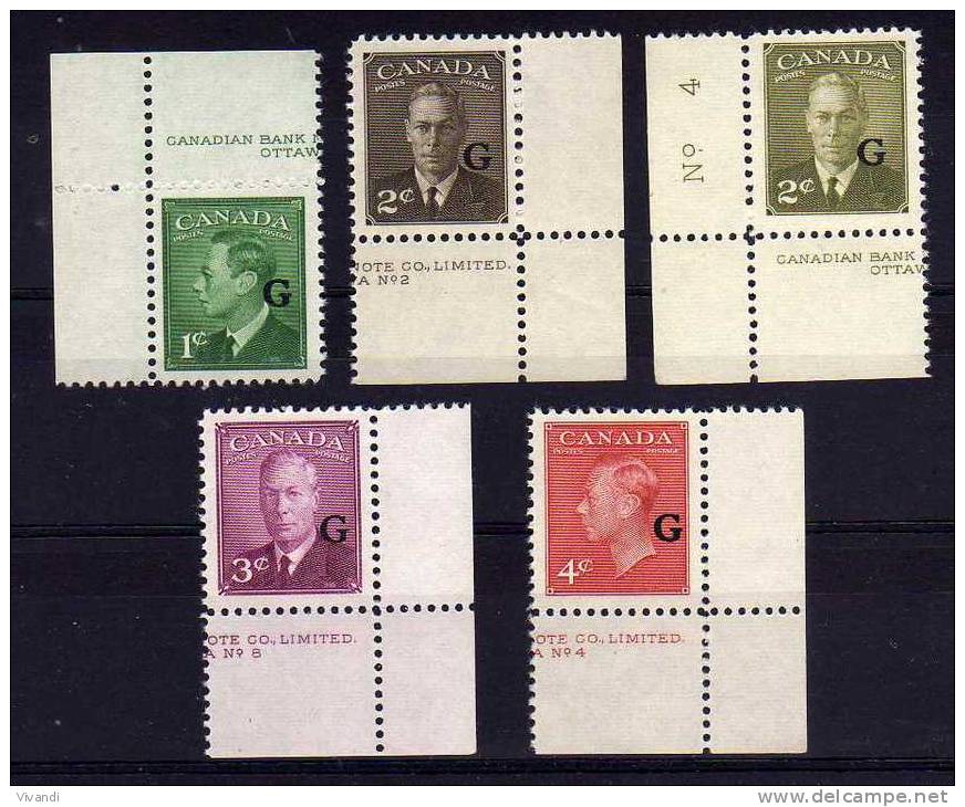 Canada - 1950/51 - Officials (Overprinted G, Part Set) - MNH - Sobrecargados