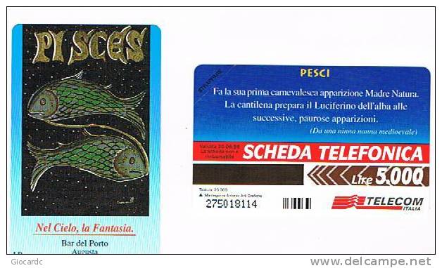 TELECOM ITALIA - OMAGGIO PRIVATE - CAT. C.&C. 3399 - ZODIACO: PESCI       5.000 - NUOVA - Private-Omaggi