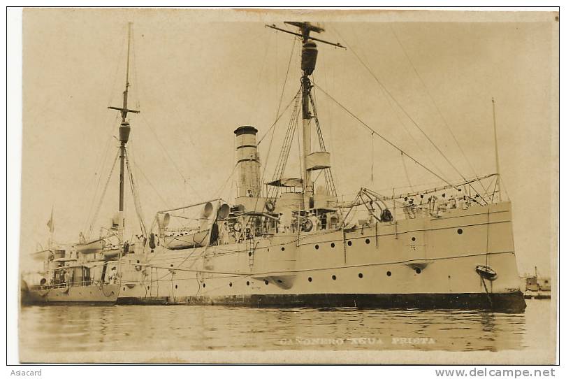 Real Photo Canonero " Agua Prieta " Warship - Mexico