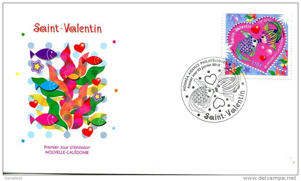 Nouvelle Calédonie   FDC   Premier Jour 23 Janvier 2012    Saint Valentin - Otros & Sin Clasificación