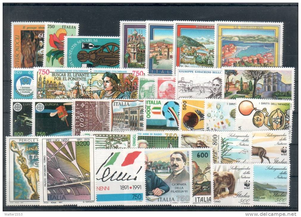 Italia Repubblica Annata Completa 1991 ** MNH - Full Years