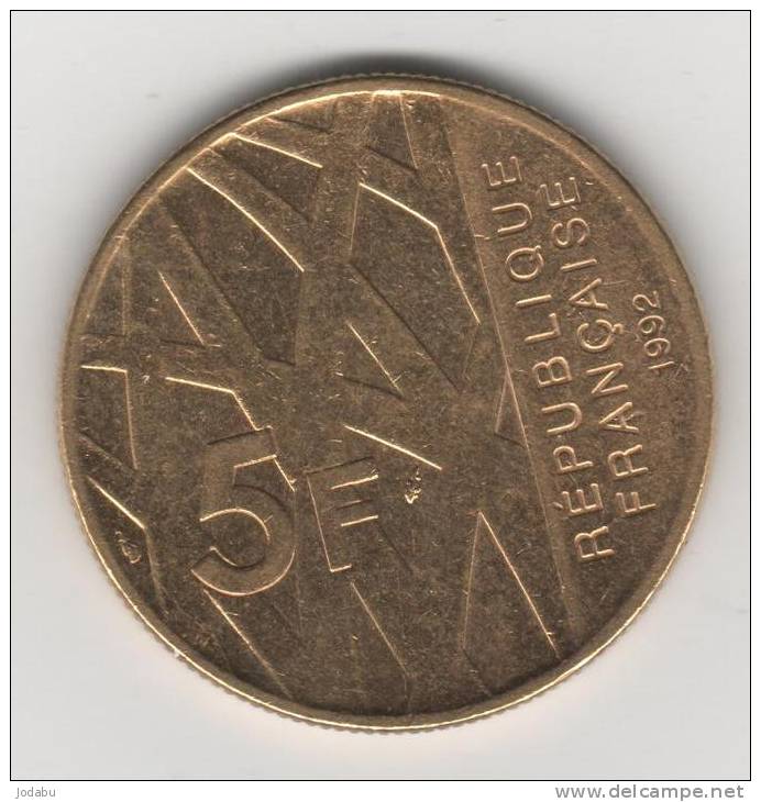 Piéce De 5 Francs 1992 PLAQUE OR De Pierre Mendés-france - Varietà E Curiosità