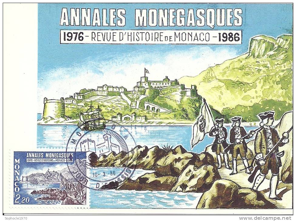 MONACO - ANNALES MONEGASQUES - Timbre Et Tampon Jour D'émission - Maximum Cards