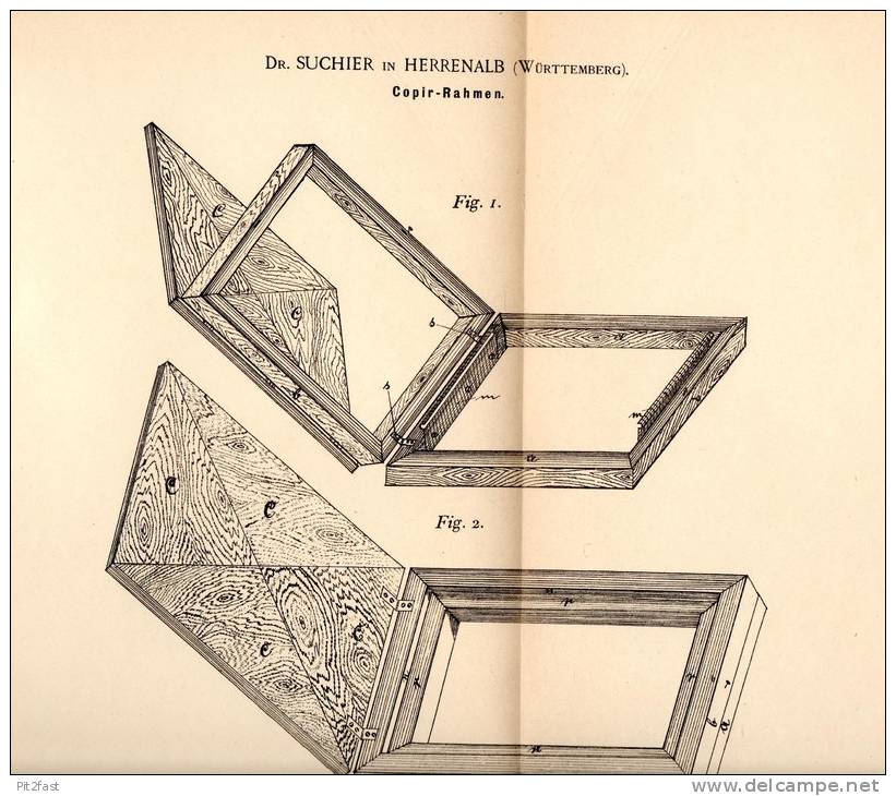 Original Patentschrift - Dr. Suchier In Herrenalb I. Württ., 1891, Copir-Rahmen , Photographie , Photograph , Fotograf ! - Historical Documents