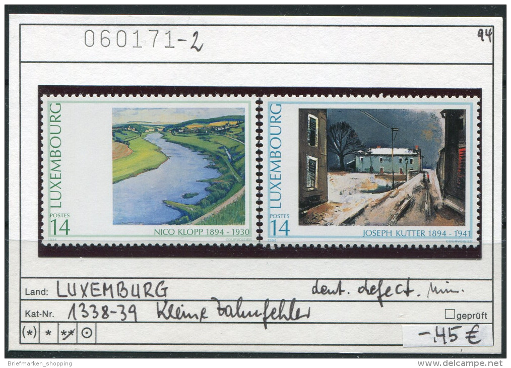 Luxemburg - Luxembourg - Michel 1338-1339 Mit Min. Zahnfehler - ** Mnh Neuf Postfris - Unused Stamps