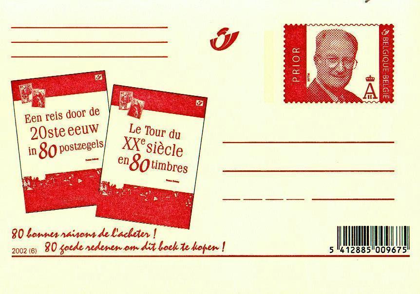 Carte Postale 2002 : Le Tour Du XXe Siècle En 80 Timbres / Een Reis Door De 20ste Eeuw In 80 Postzegels (état Neuf) - Cartes Postales 1951-..