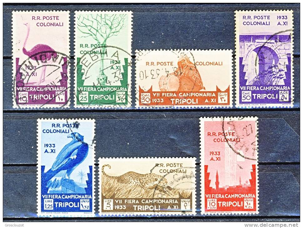 Libia 1933 - 7° Fiera Di Tripoli Serie 24 N. 118-124 Usati (alti Valori Firmati) Cat. € 1100 - Libia