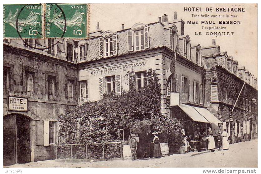 Le CONQUET  Hotel De Bretagne, Tres Belle Vue Sur La Mer, Mme P. Besson Circulée Timbrée 1909 - Le Conquet