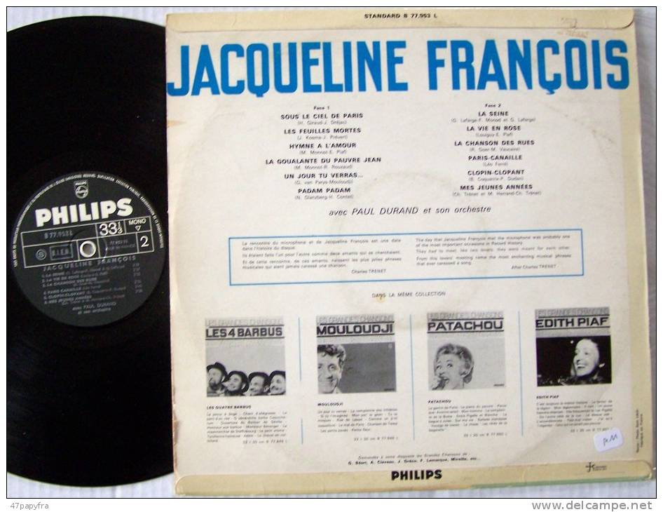 Jacqueline FRANCOIS LP Original BIEM Les Feuilles Mortes EX / EX  Parfait état - New Age