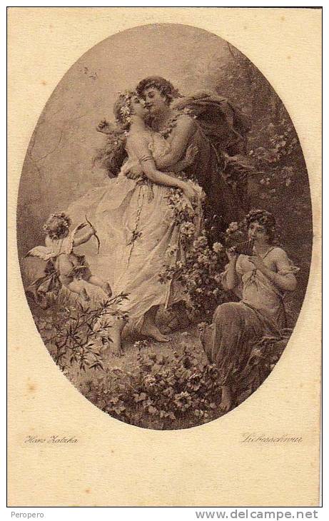 AK KÜNSTLERKARTEN ,SIGNIERT KARTE : HANS ZATZKA,, COUPLE,PAARE, AMOR,ENGEL, Nr.3055. OLD POSTCARD - Zatzka