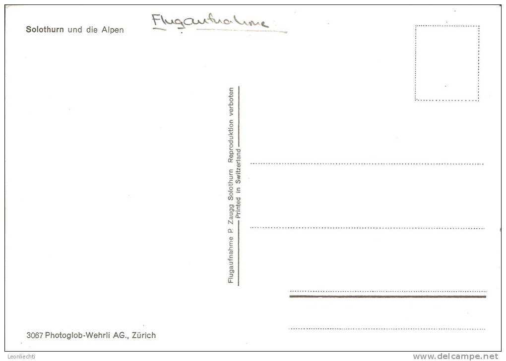 Solothurn Und Die Alpen, Flugaufnahme P. Zaugg Solothurn - Autres & Non Classés