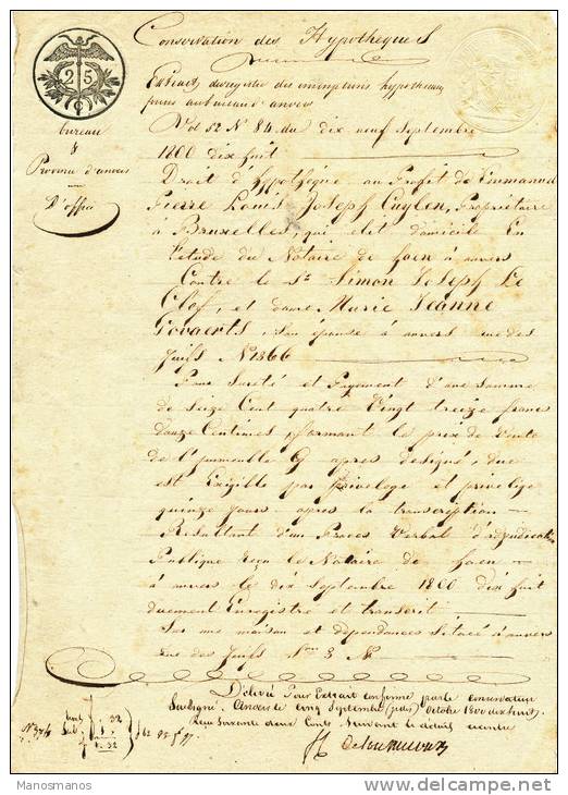 608/20 - JUDAICA BELGIQUE - 5 Documents Judiciaires S/ Papier Fiscal 1818- Simon Joseph Le Clef , Rue Des Juifs à ANVERS - Jewish