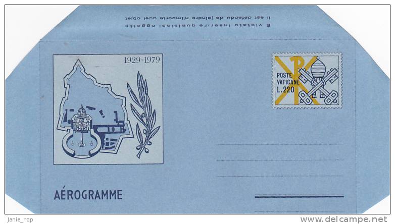 Vatican City 1979 A 17 50th Anniversary Of  The Constitution, Unused Aerogramme - Entiers Postaux