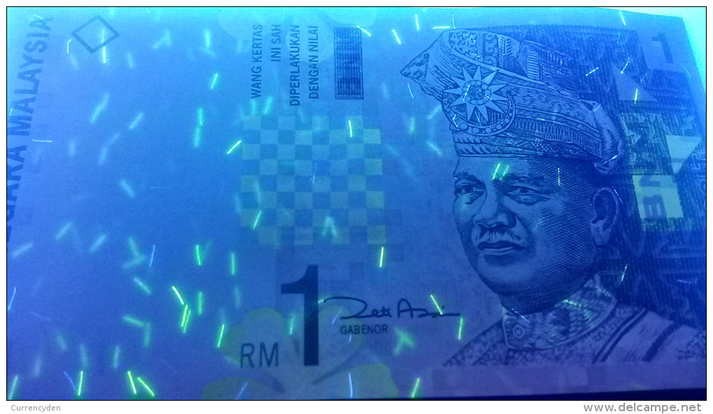 Malaysia P-51, 1 Ringgit, King Tuanku Abdul Rahmanr, Flower / Moon Kite POLYMER - Malasia