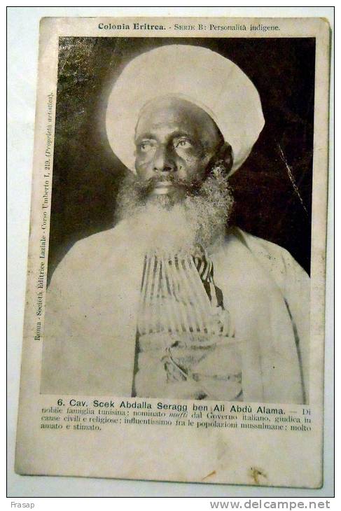 Erytrée Eritrea Colonie Italienne Cpa -  CAV SCEK ABDALLA SERAG BEN ALI ABDU ALAMA - Erythrée