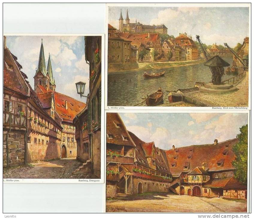 BAMBERG Nach Originalgemälden Von Ludwig Mössler Domgasse Alte Hofhaltung Michelsberg 3 Ansichtskarten - Bamberg