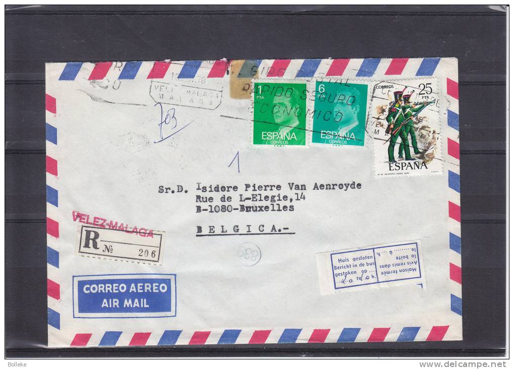 Soldats - Fusils - Espagne - Lettre Recommandée De 1978 - Oblitération Molenbeek - Covers & Documents